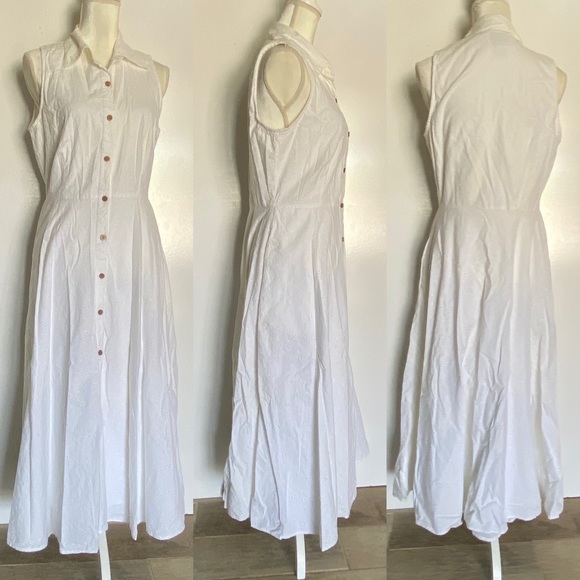 Vintage Western Hippie Button Down Sleeveless White Sewn Bohemian Pockets Retro - Picture 6 of 14